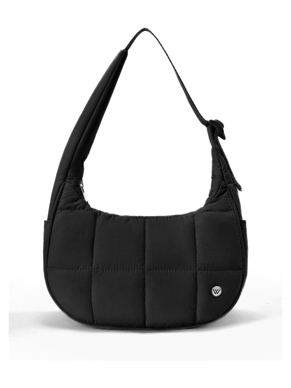 Small Puffer Crescent Shoulder Bag Nylon Quilted Purse Adjustable Strap